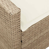 Garden Sofa 5-Seater with Cushions Beige Poly Rattan - Low Angle