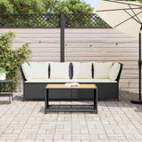 Garden Sofa with Cushions Black Poly Rattan - Side View