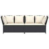 Garden Sofa with Cushions Black Poly Rattan - Top-Down View