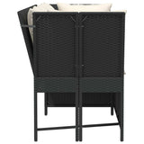 Garden Sofa with Cushions Black Poly Rattan - 45-Degree Angle