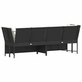 Garden Sofa with Cushions Black Poly Rattan - Rear View