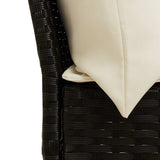 Garden Sofa with Cushions Black Poly Rattan - Close-Up Angle