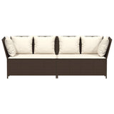 Garden Sofa with Cushions Brown Poly Rattan - Top-Down View
