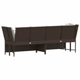 Garden Sofa with Cushions Brown Poly Rattan - Rear View