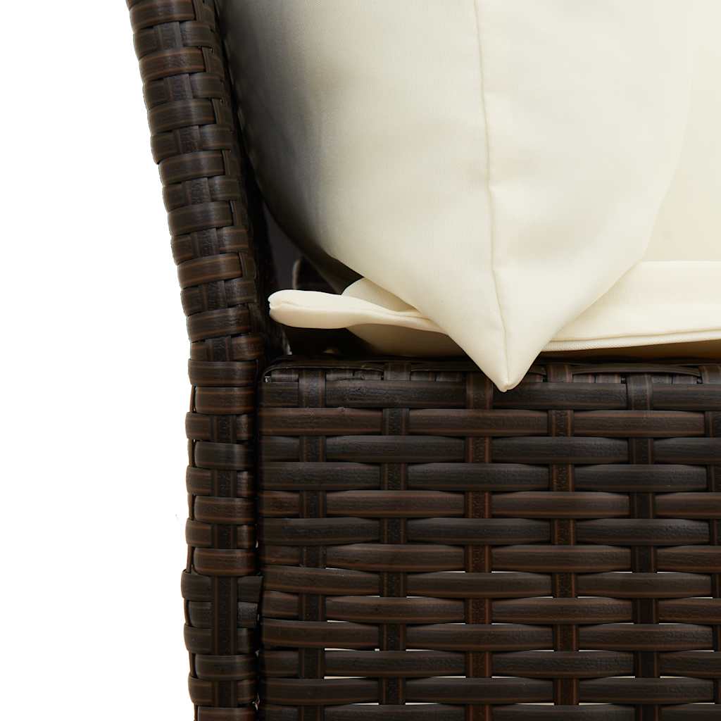 Garden Sofa with Cushions Brown Poly Rattan