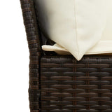 Garden Sofa with Cushions Brown Poly Rattan - Close-Up Angle