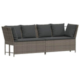 Garden Sofa with Cushions Grey Poly Rattan - Front View