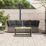 Garden Sofa with Cushions Grey Poly Rattan - Side View