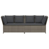 Garden Sofa with Cushions Grey Poly Rattan - Top-Down View