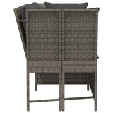 Garden Sofa with Cushions Grey Poly Rattan - 45-Degree Angle