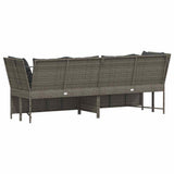 Garden Sofa with Cushions Grey Poly Rattan - Rear View
