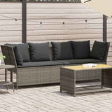 Garden Sofa with Cushions Grey Poly Rattan