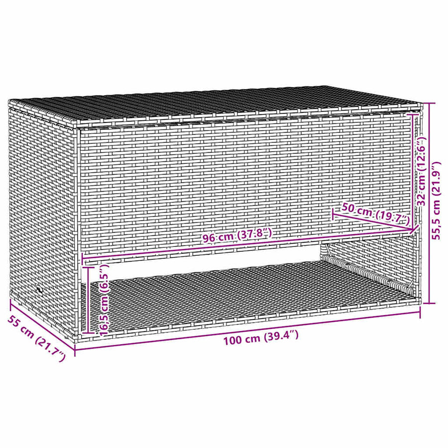 Outdoor Cushion Box Beige 100x55x55.5 cm Poly Rattan