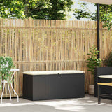 Garden Bench with Cushion Black 110x40x44 cm Poly Rattan