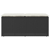 Garden Bench with Cushion Black 110x40x44 cm Poly Rattan
