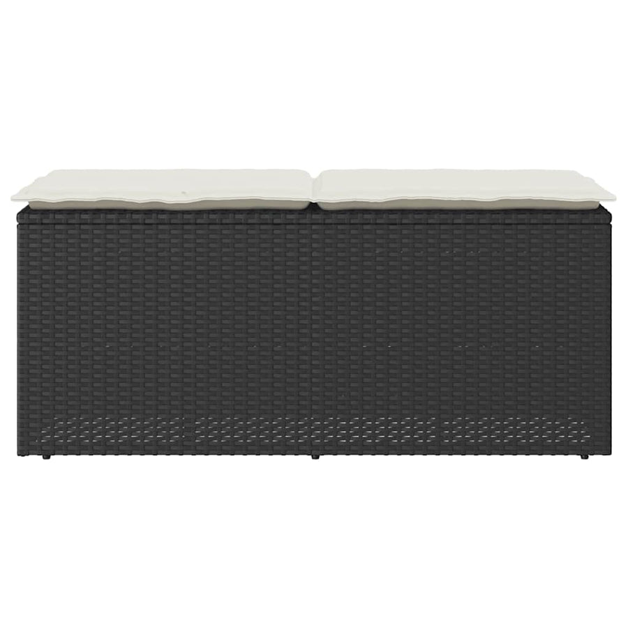 Garden Bench with Cushion Black 110x40x44 cm Poly Rattan