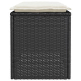 Garden Bench with Cushion Black 110x40x44 cm Poly Rattan