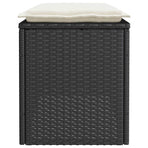 Garden Bench with Cushion Black 110x40x44 cm Poly Rattan