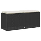 Garden Bench with Cushion Black 110x40x44 cm Poly Rattan