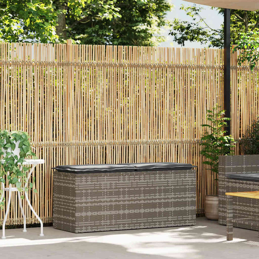 Garden Bench with Cushion Grey 110x40x44 cm Poly Rattan