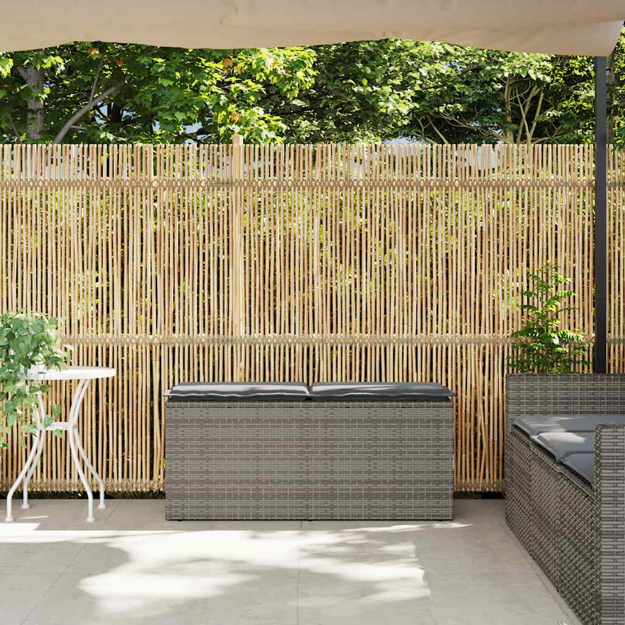 Garden Bench with Cushion Grey 110x40x44 cm Poly Rattan