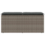 Garden Bench with Cushion Grey 110x40x44 cm Poly Rattan