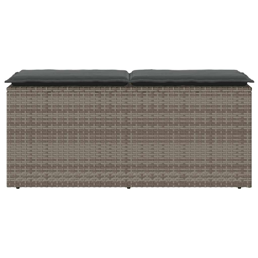 Garden Bench with Cushion Grey 110x40x44 cm Poly Rattan