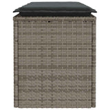 Garden Bench with Cushion Grey 110x40x44 cm Poly Rattan - 45-Degree Angle