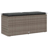 Garden Bench with Cushion Grey 110x40x44 cm Poly Rattan - Rear View