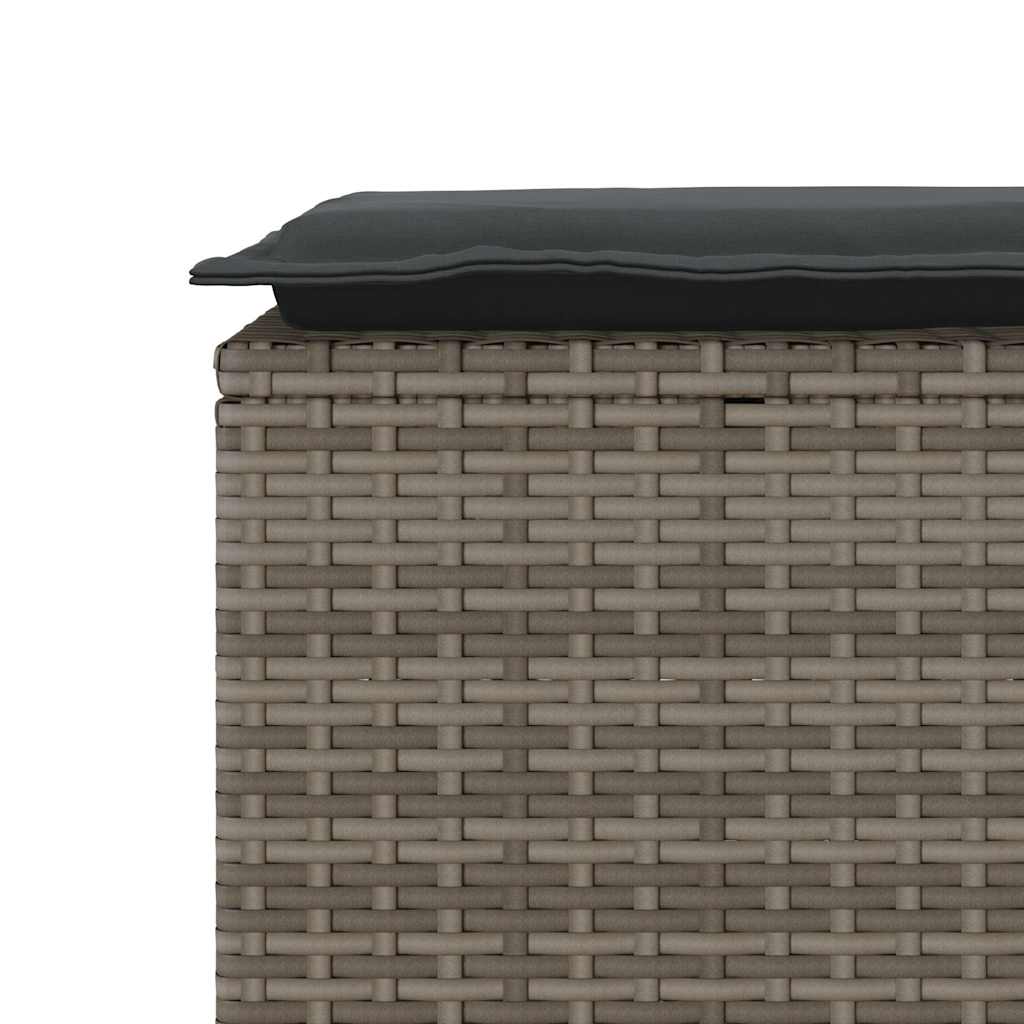 Garden Bench with Cushion Grey 110x40x44 cm Poly Rattan