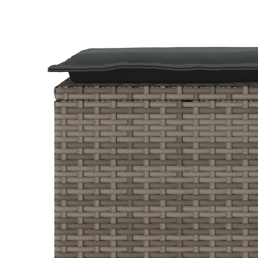 Garden Bench with Cushion Grey 110x40x44 cm Poly Rattan