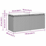 Garden Bench with Cushion Grey 110x40x44 cm Poly Rattan - Low Angle