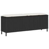 Garden Bench with Cushion Black 110x30x40.5 cm Poly Rattan