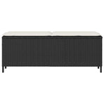 Garden Bench with Cushion Black 110x30x40.5 cm Poly Rattan