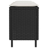 Garden Bench with Cushion Black 110x30x40.5 cm Poly Rattan - 45-Degree Angle