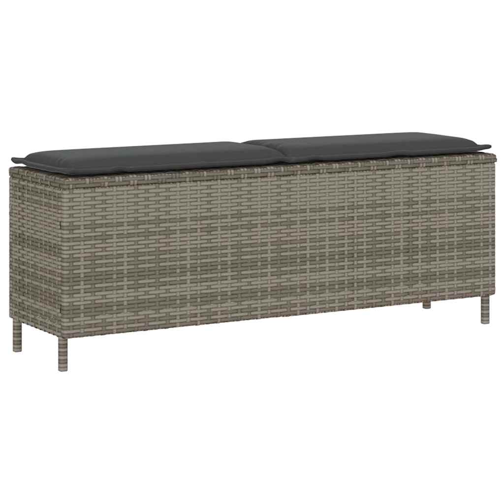 Garden Bench with Cushion Grey 110x30x40.5 cm Poly Rattan