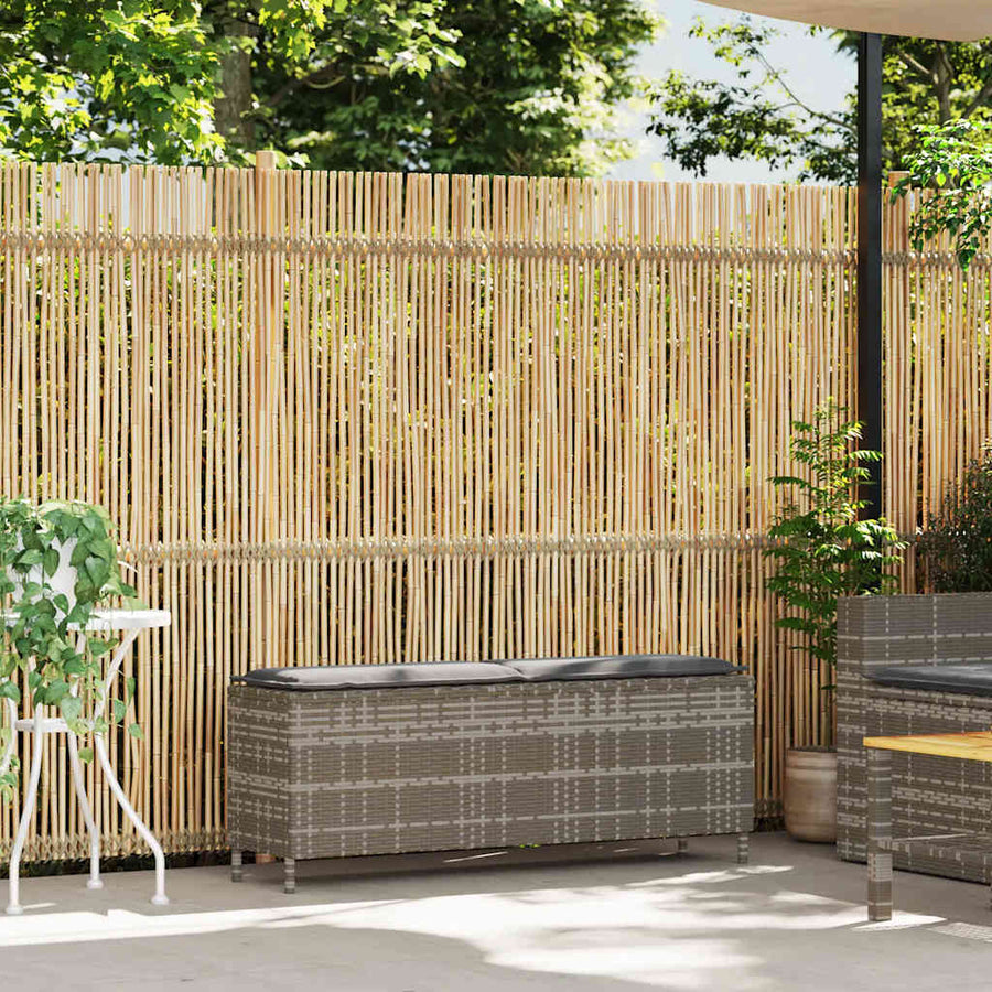 Garden Bench with Cushion Grey 110x30x40.5 cm Poly Rattan
