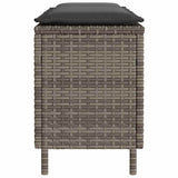 Garden Bench with Cushion Grey 110x30x40.5 cm Poly Rattan - 45-Degree Angle