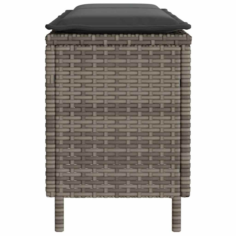 Garden Bench with Cushion Grey 110x30x40.5 cm Poly Rattan
