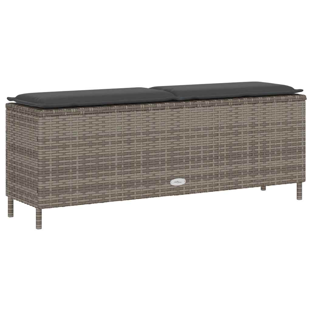 Garden Bench with Cushion Grey 110x30x40.5 cm Poly Rattan