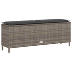 Garden Bench with Cushion Grey 110x30x40.5 cm Poly Rattan