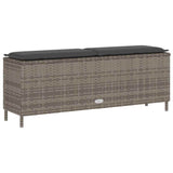 Garden Bench with Cushion Grey 110x30x40.5 cm Poly Rattan - Rear View