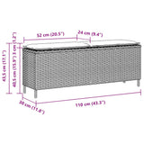 Garden Bench with Cushion Grey 110x30x40.5 cm Poly Rattan