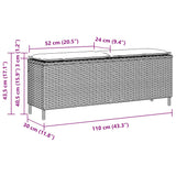 Garden Bench with Cushion Grey 110x30x40.5 cm Poly Rattan - Low Angle