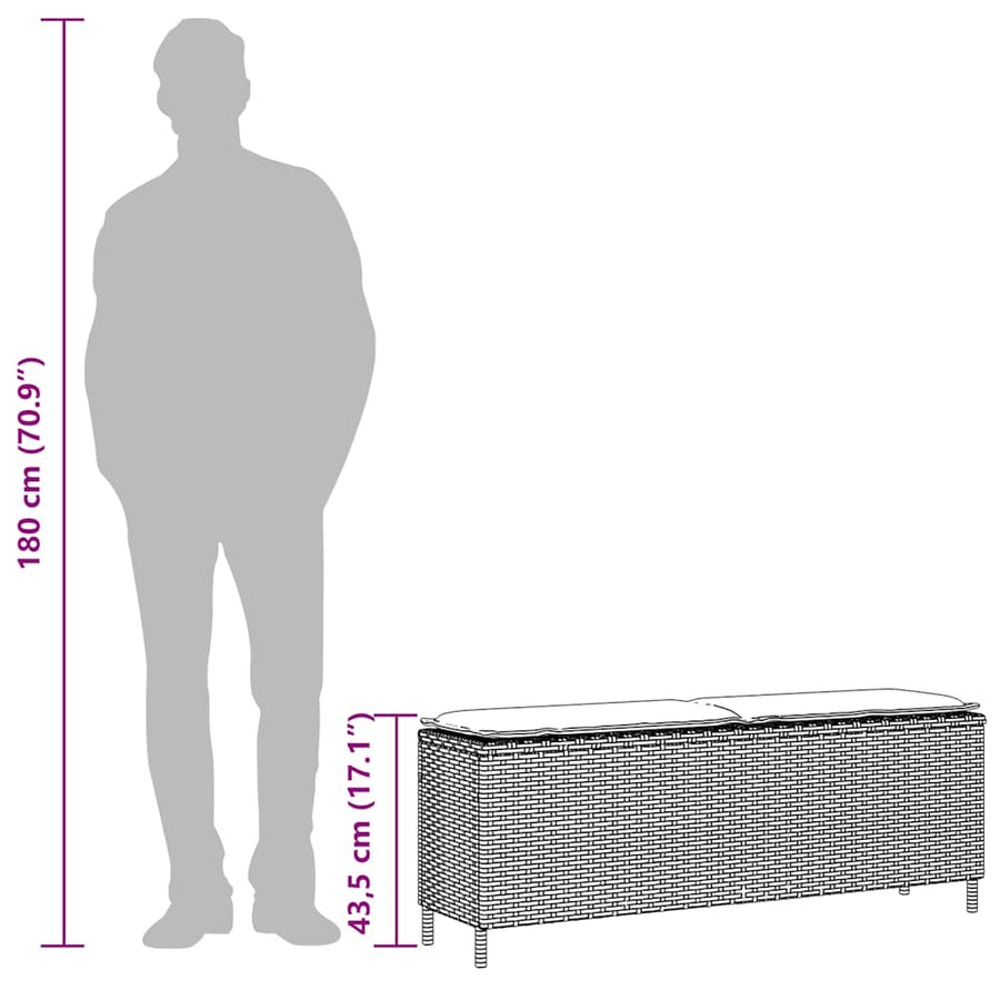 Garden Bench with Cushion Grey 110x30x40.5 cm Poly Rattan