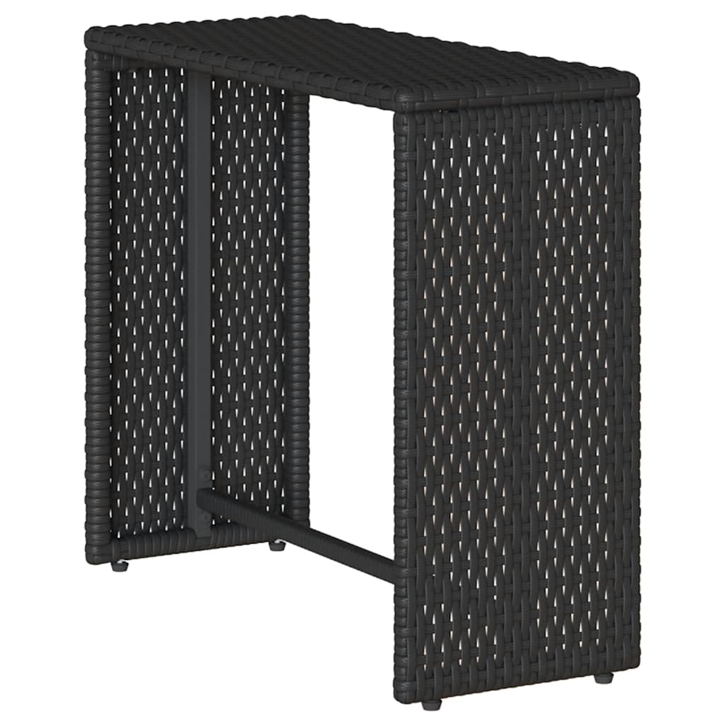 5 Piece Garden Sofa Set with Cushions Stackable Black Poly Rattan