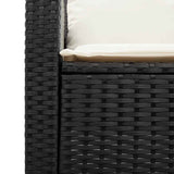 5 Piece Garden Sofa Set with Cushions Stackable Black Poly Rattan