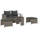 5 Piece Garden Sofa Set with Cushions Stackable Grey
