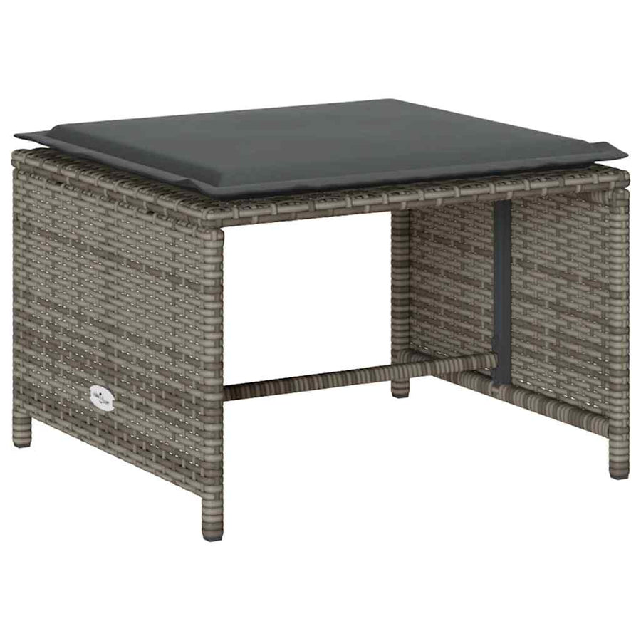 5 Piece Garden Sofa Set with Cushions Stackable Grey
