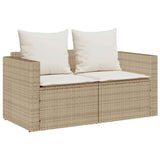 5 Piece Garden Sofa Set with Cushions Stackable Beige Poly Rattan